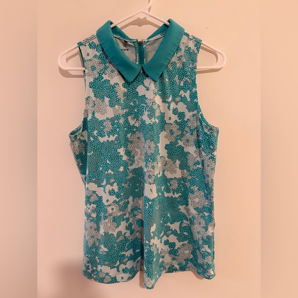 Under Armour Golf Tank Collared Shirt in Teal Floral ‘camo’ Print